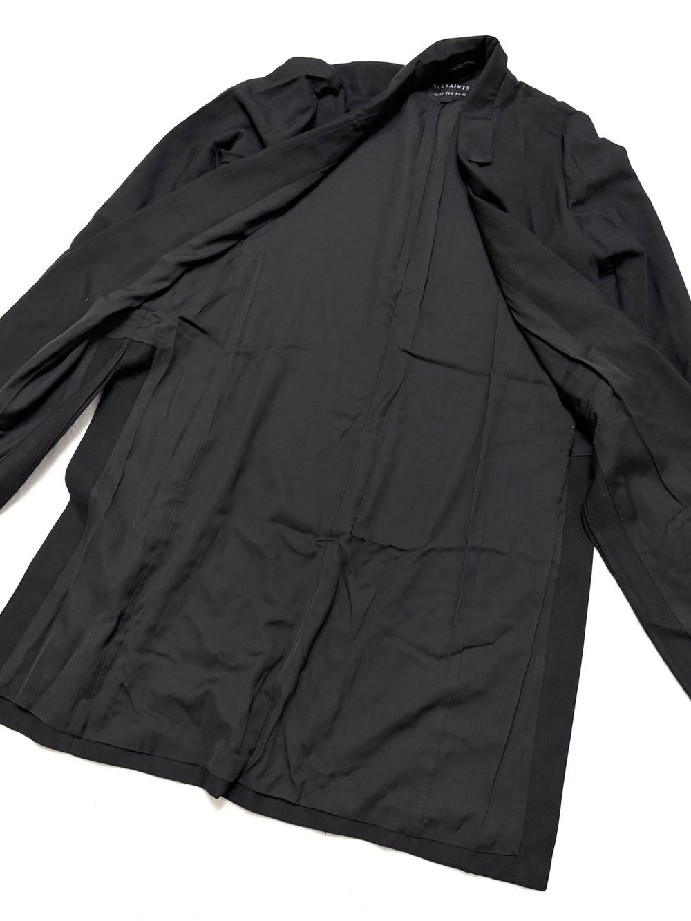 ALLSAINTS sz 8 Aleida Duster Jacket Coat Black Blazer Open Front - Picture 8 of 10